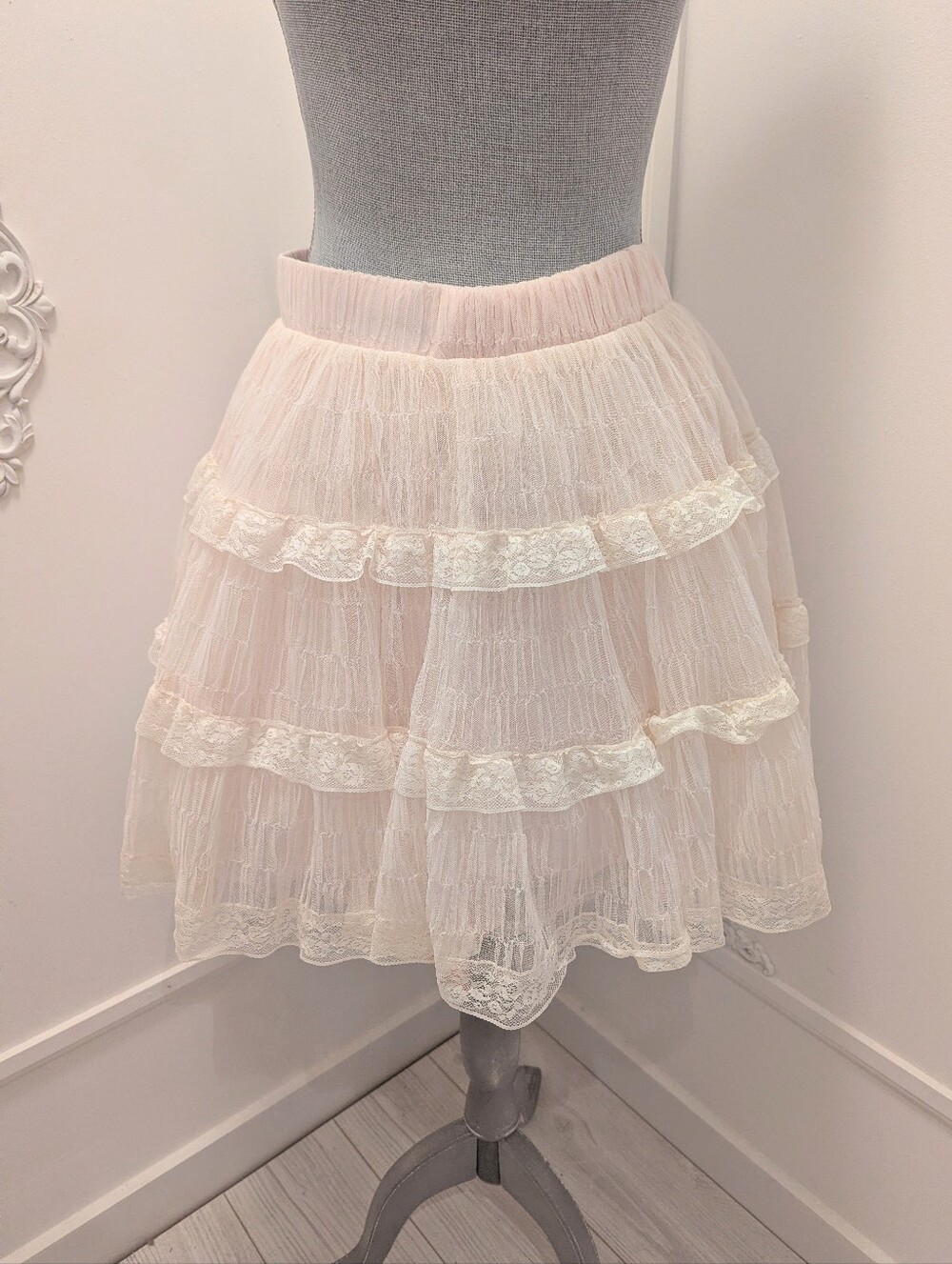 Lacemade Pink Lace Tiered Skirt